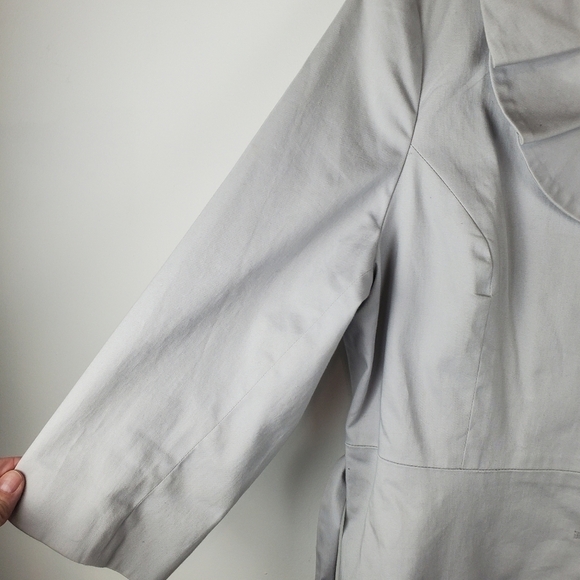 Sandro Jacket Womens Large Gray Silver Blazer Tie Waist Button Up 3/4 sleeves - Picture 5 of 13